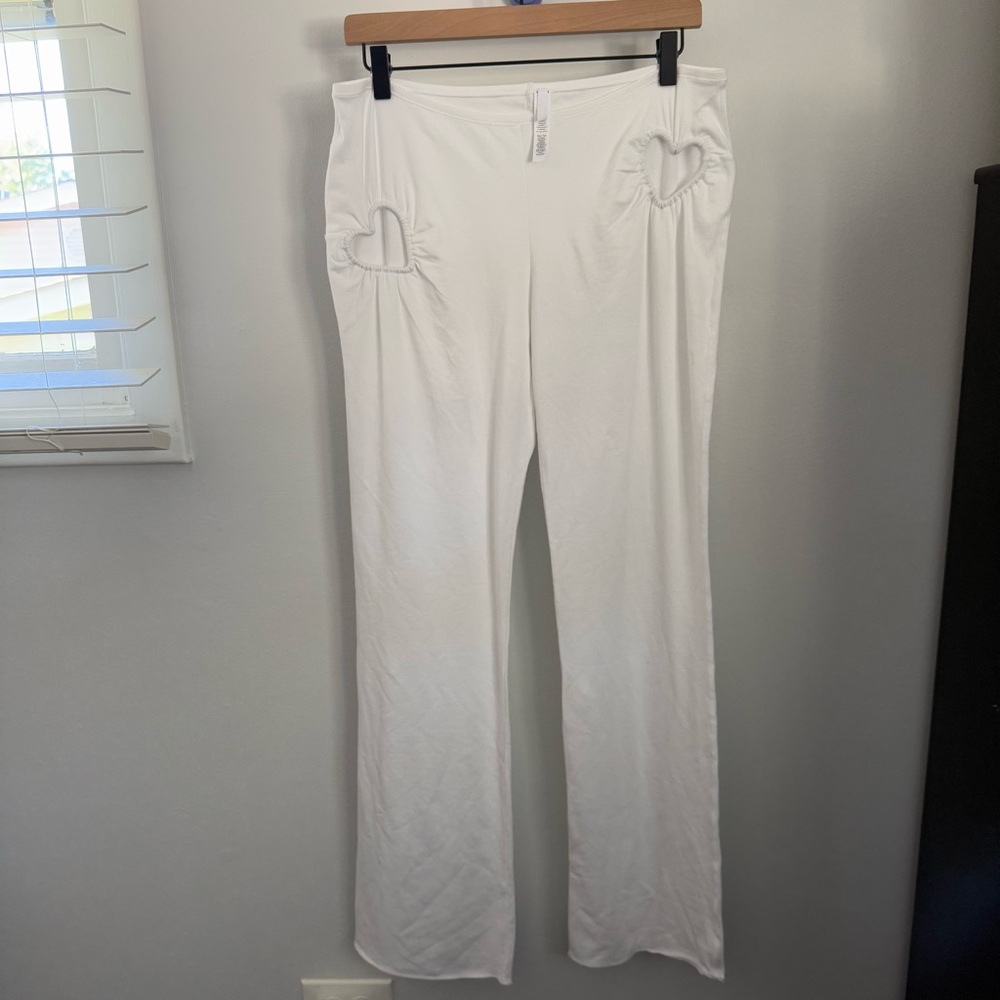 Skims XL Heart Flare Cotton Jersey Leggings White Coquette Low Rise Minimal